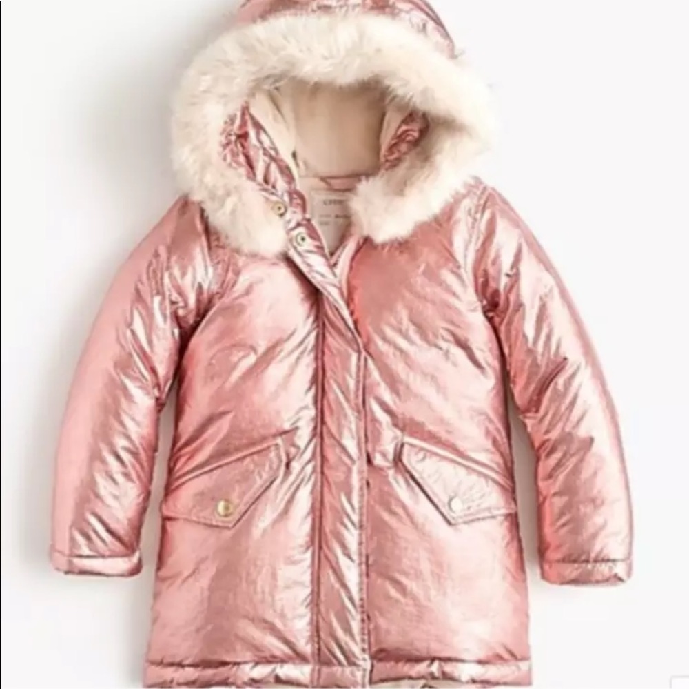 J.Crew NEW Girls Metallic Primaloft Puffer Parka Winter Coat Jacket sz8